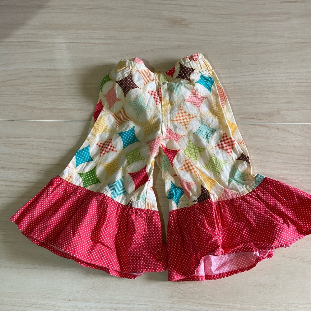 Persnickety Ruffle Flare Cotton Pants Trousers Months Floral Patchwork Baby 6-12